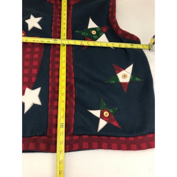 Unbranded sz XL fleece vest zip front primitive country design NWOT - Picture 6 of 7